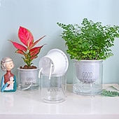 お買い得  花瓶＆バスケット-自動給水式植木鉢、緑のツタ型水耕栽培プランター、樹脂製多肉植物鉢、透明プラスチック製蘭鉢、吸水性室内植物容器