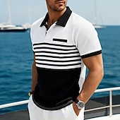 economico Polo Classico da Uomo-Per uomo Maglia da golf Polo a Maglia Waffle Casuale Affari Classico Manica Corta Moda Moderno Tinta unica A righe Blocco di colore Bottoni Primavera &amp; Estate Estate Primavera Vestibilità regolare