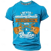  Men's Never Underestimate An Old Man With A Guitar Crossed Guitars Stars Vintage Retro Funny Humor T Shirt Tee Graphic Regular Fit Father's Day Birthday Gift Designer Clothing Apparel S M L XL XXL XXX