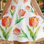 abordables Robe à fleurs 3D-FILLE 3D Fleuri Graphique Robe Manche Courte Impression 3D Été Printemps Quotidien Vacances Soirée Mignon Basique Occasionnel Enfants 4-12 ans Robe Décontractée Robe trapèze Mi-long Coupe régulière