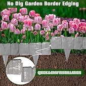cheap Artificial Plants &amp; Flowers-20 Pcs Faux Stone Garden Edging Border Imitation Fence DIY Garden Edging Border No Dig,16 ft Lawn Edging for Landscaping,Plastic Fencing Lawn Border,Imitation Stone Fence for DIY Outdoor Patio