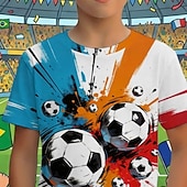 cheap Boy's 3D Sports &amp; Game-Boys' 3D Graphic Football T shirt Tee Short Sleeve 3D Print Summer Spring Sports Fashion Streetwear Kids 4-12 Years Crew Neck Casual Daily Outdoor Regular Fit