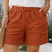 Χαμηλού Κόστους Καυτό σορτς-Γυναικεία Σορτσάκια Καλοκαιρινό σορτς Σορτς παραλίας Casual σορτς Διακοπές Μοντέρνα Καθημερινά σύντομο Ψηλή Μέση Συμπαγές Χρώμα Σκέτο Κορδόνι Τσέπη Ελαστική ζώνη μέσης Άνεση Moale Αναπνέει Ανελαστικό