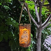cheap Pathway Lights &amp; Lanterns-Outdoor Solar Waterproof Resin Animal Tree Stump Hanging Lanterns – Owl, Fox, Squirrel, Tree Hole, Santa Claus Decorative LED Lights for Garden, Yard, Lawn, Pathway, Patio – Ambient Landscape Lighting