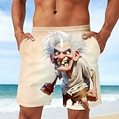 billige Retro Vintage &amp; Etikk-Herre Tegneseriefigurer Morsom Gammel mann Badeshorts Surfeshorts Medium Midje Retro / vintage utendørs Feriereise Hverdag Sidelommer Mesh fôr Elastisk snøring i midjen Designer Klær