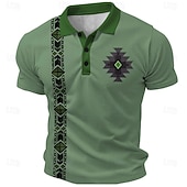  Per uomo Tribale Magliette Polo a Nido d'Ape Maglia da golf Manica Corta Magliette polo Camicie con Colletto Vintage Casual Abbigliamento da vacanza Abiti da festa Stampa 3D Bottoni Estate Primavera
