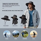 preiswerte Heizen und Kühlen-Anglerhut mit abnehmbarem Sonnenschutz, Gesichts- und Nackenschutz für den Sommer – breite Krempe, UV-Schutz, Unisex-Sonnenhut zum Wandern, Angeln und Reisen