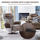 levne Potah na křeslo-Voděodolný potah na pohovku, potah na opěrku hlavy s elastickým popruhem a kapsou, chránič loketní opěrky, protiskluzový potah na opěrku hlavy křesla, chránič nábytku do obývacího pokoje, odolný, snadno se čistí