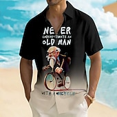 economico Camicia vintage-Per uomo Bicicletta Vecchio Uomo Gergo divertente Camicia Camicia Estiva Camicia con Bottoni Manica Corta Vintage Retrò All'aperto Vacanza al Mare Estate Primavera Collo ripiegato Stampa 3D Camicia