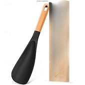 levne Kuchyňské náčiní a pomůcky-Sada 2/3 lžic na vaření na nepřilnavé pánve, žáruvzdorné matné silikonové náčiní s dřevěnými rukojeťmi, ideální pro míchání, nabírání, vaření a servírování, odolné kuchyňské náčiní pro domácnost a