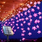 olcso Napelemes-napelemes átlátszó cseresznyevirág-fények 5m 20leds rózsaszín színű világítás kültéri kerti lámpákhoz udvarokhoz kertekhez erkélyekhez teraszokhoz bokrokhoz esküvői dekorációs világítás 1x