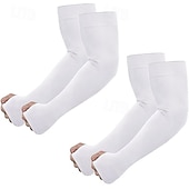 cheap Home Supplies-2 Pairs UV Sun Protection Arm Sleeves with Thumb Hole for Men Women Youth, Cooling Sleeve to Cover Tattoo, Mid-Compression