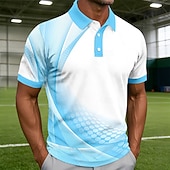 economico Polo geometrica da uomo-Per uomo Geometrico Linea Polo Sportivi Manica Corta Magliette polo Camicie con Colletto Casual Athleisure Abbigliamento quotidiano Stampa 3D Bottoni Primavera &amp; Estate Blu Rosa Viola