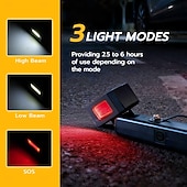 ieftine Lanterne-Lanternă magnetică de lucru, lanternă LED portabilă reîncărcabilă rotativă cu design cu clips, lanternă cu 3 moduri de iluminare pentru reparații auto, camping, muncă și urgențe