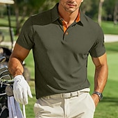 voordelige Men's Golf Polo-Voor heren Met Textuur Wafelgebreid poloshirt Casual liiketoiminta Klassiek Korte mouw Modieus Modern Effen Kleur Snel Drogend Kleurenblok Zomer Lente Normale pasvorm blauw Zwart Wit Marineblauw Groen