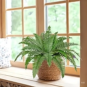 levne Umělé rostliny a zeleň-2/4 ks hustých umělých rostlin bostonské kapradiny, prémiová dekorativní umělá zeleň pro interiér i exteriér, ideální pro svatby, hotely, zahrady, nádvoří, fotografování, estetickou výzdobu pokojů a