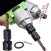 tanie Narzędzia ręczne-Adapter z napędem kwadratowym 1/2 cala na gniazdo sześciokątne 1/4 cala, adapter do uchwytu wiertarskiego do klucza udarowego pneumatycznego i elektrycznego, wiertarki udarowej, klucza grzechotkowego