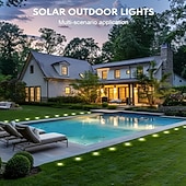cheap Pathway Lights &amp; Lanterns-16 Pcs Outdoor Solar Garden Lights, IP44 Waterproof Pathway Lights with 8 LED Beads, Decorative Ground Stake Lights for Yard, Lawn, Flower Bed, Farm, Patio, Driveway, Landscape, Outdoor Decor