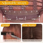 baratos Perucas Sintéticas sem Touca-Peruca longa, lisa e em camadas, rosa, com franja, 40 cm (16 polegadas), com raízes escuras, aparência natural, cabelo sintético macio e resistente ao calor, comprimento médio, ideal para uso diário e