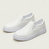 abordables Zapatos Casuales Slip-On-Zapatillas deportivas blancas sin cordones para hombre, ligeras, transpirables, de caña baja, cómodas, de estilo minimalista, ideales para el día a día, viajes, desplazamientos y para el fin de semana.