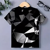 رخيصةأون رؤية 3D وهندسة الصبي-للصبيان 3D الرسم هندسي تي شيرت كنزة مطبوعة كم قصير طباعة ثلاثية الأبعاد الصيف الربيع الرياضات موضة أناقة الشارع أطفال 5-12 سنة رقبة العمل فضفاض مناسب للبس اليومي الأماكن المفتوحة عادي
