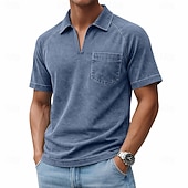 economico Polo classica da uomo-Per uomo Polo Camicia 100% cotone lavaggio acido Casuale Lavoro Bavero Manica Corta Moda Essenziale Semplice Vintage ▾ angosciato Estate Primavera Tutte le stagioni Vestibilità regolare Verde chiaro