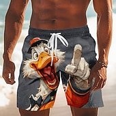  Homens Engraçado Pato animais de desenho animado Calção Justo de Natação Fatos de banho Calções de banho Bermuda de Surf Cintura Média Havaiana férias na praia Bolsos laterais Forro de malha Cintura