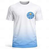  Herren Farbverlauf Argentinien Fußball-Sommer Global Match Pullover-Oberteile Laufshirt Sommer Farbblock Kurzarm UPF 50 Schnelltrocknend Leicht Atmungsaktiv Leger Laufen Joggen Fitness Blau