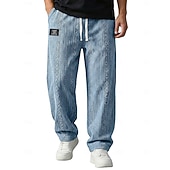  Ανδρικά Παντελόνια Casual παντελόνι Φαρδύ παντελόνι Παντελόνια με υφή Ζακάρ Κορδόνι Ισιο πόδι Σκέτο Άνεση Πλήρες μήκος Causal Καθημερινά ΕΞΩΤΕΡΙΚΟΥ ΧΩΡΟΥ Διακοπές Μοντέρνα Θαλασσί Μαύρο Μικροελαστικό