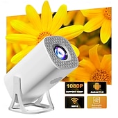 זול מקרנים-מקרן מיני חכם עם אנדרואיד 11.0, מקרן נייד עם wifi 6 בלוטות', תמיכה ב-1080p, מקרן סרטים מסתובב 180 מעלות עם קיזוז אוטומטי, מקרן קולנוע ביתי ל-iOS/אנדרואיד/HDMI