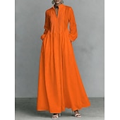  Pentru femei Rochie Maxi Rochii Tip Cămașă Rochie albă Rochie de absolvire Elegant Modă Modern În aer liber Vacanță Ieșire Fit regulat Simplu Manșon Lung Gât Înalt Albastru piscină Negru Alb Roz