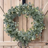 baratos Plantas e Folhagens Artificiais-Conjunto de 2/4 guirlandas de eucalipto, com comprimento total de 141,73 polegadas (360 cm), adornadas com flores brancas, folhas prateadas e folhagens realistas, ideais para decoração de casamentos e