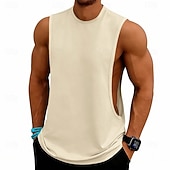 abordables Camisetas sin mangas de gimnasio-Hombre Camiseta sin mangas Chaleco Camisetas Interiores Camisa sin mangas Sin Mangas Escote Redondo Verano Primavera Plano Moda Deportivo Clásico Puro Casual Gimnasia Calle Negro Blanco Rosa Camiseta