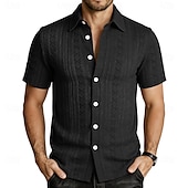 Χαμηλού Κόστους Ανδρικά Smart Casual πουκάμισα-Ανδρικά Πουκάμισο Casual πουκάμισο Πουκάμισο με κουμπιά Πουκάμισο ζακάρ Μαύρο Λευκό Πράσινο Ανοικτό Βαθυγάλαζο Καφέ Κοντομάνικο Σκέτο Κολάρο Πουκαμίσου Causal Καθημερινά Ζακάρ Ρούχα