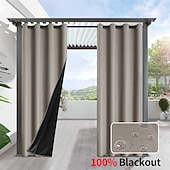preiswerte Wasserdichte Vorhänge-Wasserdichter, verdunkelnder, grauer Terrassenvorhang mit Ösenaufhängung, wärmeisolierend und blickdicht für Pergola, Pavillon, Veranda, Terrasse, Balkon, Gartenhaus und Garten.