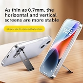 tanie Uchwyt na telefon-Zestaw 2 podstawek do telefonu komórkowego, ultracienki metalowy stojak na tył telefonu, składany, regulowany uchwyt pionowy/poziomy do iPhone'a 17 16 15, Samsunga, uniwersalny, minimalistyczny,