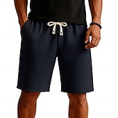 preiswerte Lässige Shorts-Herren Waffel-Shorts Shorts Sommershorts Freizeitshorts Patchwork Tasche Elastischer Bund Einfach Komfort Atmungsaktiv Knielang Lässig Outdoor Strand Urlaub Mode Blau Schwarz Mikroelastisch