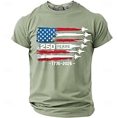 billiga Patriotiska 250 T-shirts-4 juli 2026 250:e Herr Amerikanska amerikanska flaggan Rolig Slang T-shirt Kortärmad T-shirt 3D-tryck Rund hals Skjorta Mode Dagligen Dagligen Gata Blå Ljusblå Grapefruktljung Sommar Vår Kläder S M L