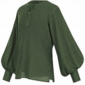  Medieval Renaissance Shirt Long Sleeves Pirate Viking Fancy Dress Unisex Viking Pirate Halloween Carnival Performance LARP Ren Faire Adults' Shirt