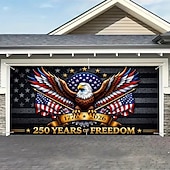 ieftine 250 de ani de la-Decorațiune pentru capacul ușii de garaj cu ocazia celei de-a 250-a aniversări a SUA, fundal pentru fotografie cu vulturul din 4 iulie, banner american 1776-2026 pentru decor patriotic al Zilei Independenței