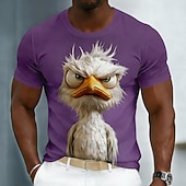 economico Magliette con stampa animale-Divertente maglietta grafica da uomo con Angry Bird e Grumpy Duck in 3D, design con personaggio animato, giallo brillante, maniche corte, girocollo, maglietta casual, regalo unico per lui,