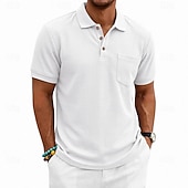 economico Polo classica da uomo-Per uomo Magliette Polo a Nido d'Ape Polo Casuale Streetwear Bavero Manica Corta Essenziale Moderno Semplice Tasca Leggero Estate Primavera Vestibilità regolare Nero Bianco Blu marino Verde scuro