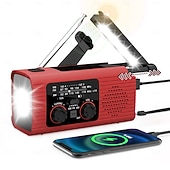 cheap Flashlights-Emergency Radio 4000mAh Solar Hand Crank AM/FM/NOAA Portable Weather Radio with Phone Charger, LED Flashlight, Reading Lamp, SOS Alarm, Headphone Jack for Indoor Outdoor Emergency, USB Charged