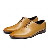 abordables Zapatos de Vestir Clásicos-Zapatos Oxford de cuero genuino de primera calidad para hombre, de una sola pieza, con cordones, elegantes zapatos formales para novio, padrinos de boda, bodas, ceremonias religiosas y estilo caballero refinado.