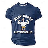  T-shirt humoristique pour homme avec un dessin d'oie musclée faisant des flexions de biceps, idéal pour la salle de sport, le fitness et la musculation. Coupe classique, cadeau idéal pour les