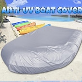 זול כיסויים לרהיטי פטיו-כיסוי גומי לסירת קיאק עמיד למים, הגנה מפני שמש UV ואבק, כיסוי לסירה מתנפחת, מתאים לאחסון, כיסוי הגנה לסירה באורך 12-17 רגל, שחור, אורך S, 380 ס"מ