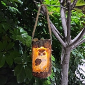 cheap Pathway Lights &amp; Lanterns-Outdoor Solar Waterproof Resin Animal Tree Stump Hanging Lanterns – Owl, Fox, Squirrel, Tree Hole, Santa Claus Decorative LED Lights for Garden, Yard, Lawn, Pathway, Patio – Ambient Landscape Lighting