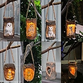 cheap Pathway Lights &amp; Lanterns-Outdoor Solar Waterproof Resin Animal Tree Stump Hanging Lanterns – Owl, Fox, Squirrel, Tree Hole, Santa Claus Decorative LED Lights for Garden, Yard, Lawn, Pathway, Patio – Ambient Landscape Lighting