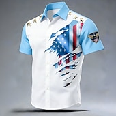 abordables Chemises Patriotiques 250-Homme 4 juillet, 250e anniversaire des États-Unis Aigle Drapeau américain Chemise Chemise Boutonnée Manche Courte Patriotique Extérieur Fête Été Printemps Col Rabattu Impression 3D chemises à col