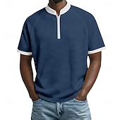 זול חולצת פולו קלאסית לגברים-בגדי ריקוד גברים חולצות פולו וופל חולצות פולו קזו'אל יומי רבע מיקוד שרוולים קצרים אופנתי בסיסי קולור בלוק רוכסן קל משקל קיץ אביב רגיל שחור לבן בורגנדי כחול נייבי כחול סקיי סגול חולצות פולו וופל